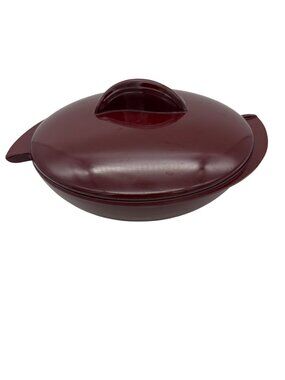 Vintage Boonton Melmac Covered Serving Bowl Burgundy 604-10 Mid Century MCM USA